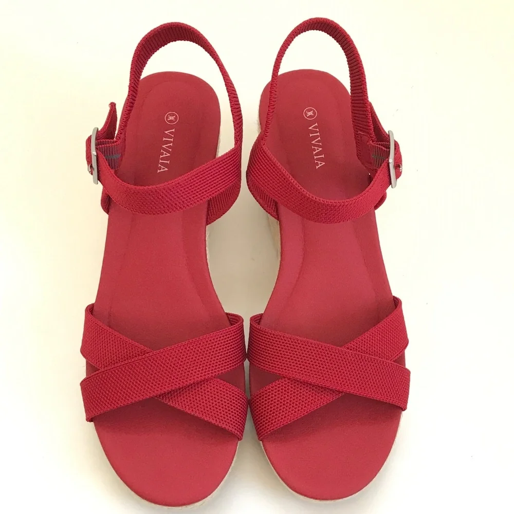 VIVAIA Wedge Sandals Espadrille Sally Sandals Red Women’s Size 9.5